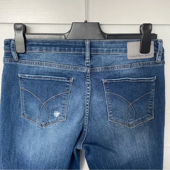 Calvin Klein Women's Dark Blue Cropped Jeans - Picture 7 of 8